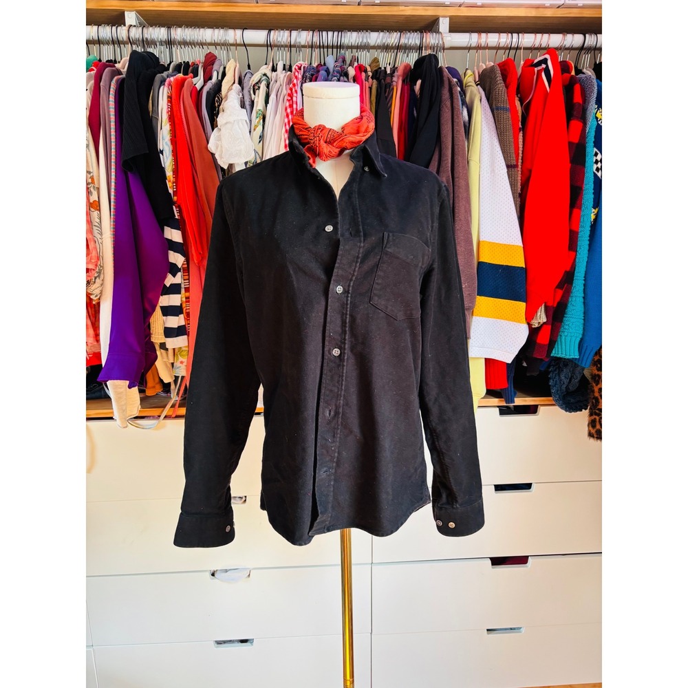 Acne Studios Button Down Shirt Mens 44 Black Twill Classic Fit Long Sleeve